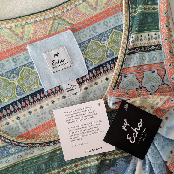 Echo Lounge Sleep Night Dress Chemise Sleeveless Scoop Neck Multicolor L NWT - Picture 16 of 16